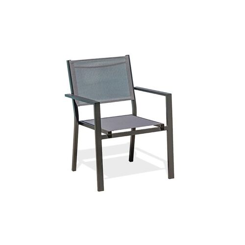 Fauteuil De Jardin Empilable En Aluminium Et Toile Plastifiée Grise