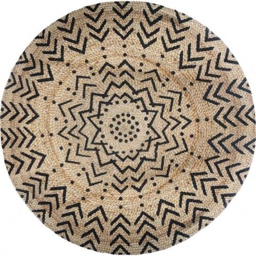 Tapis Rond Jute Motif ""Livin"" Diamètre 120 Cm Atmosphera - Tapis Rond Jute Motif 1 D120 Cm
