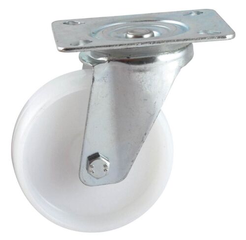 Roulette pivotante à platine AVL - Roue nylon blanc Ø 100 - Charge 150 kg - 590832O