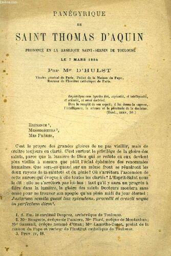 Panegyrique De Saint Thomas D'aquin
