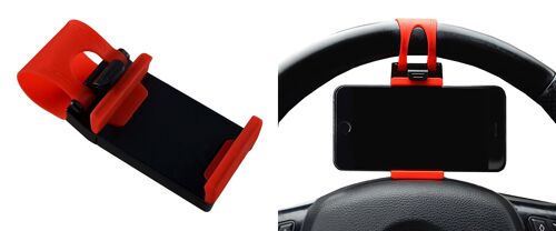 Lilware Universel Support De Téléphone Pour Volant De Voiture Pour Les Smartphones. Noir / Rouge