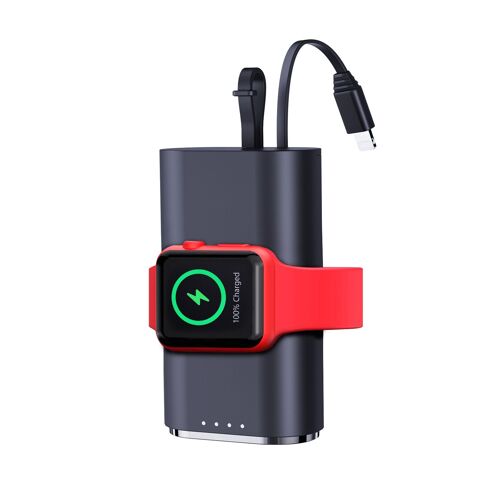 Chargeur Portable Pour Apple Watch, Batterie Externe 5000mah Avec Câble Intégré, Chargeur Apple Watch & Téléphone, Compatible Avec Séries Apple Watch 8/7/6/Se/5/4/3/2, Iphone 14/13/12/11/X/7/6s