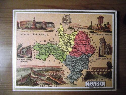 Carte Département Du Gard.Librairie Hachette Et Cie,Boulevard Saint Germain.