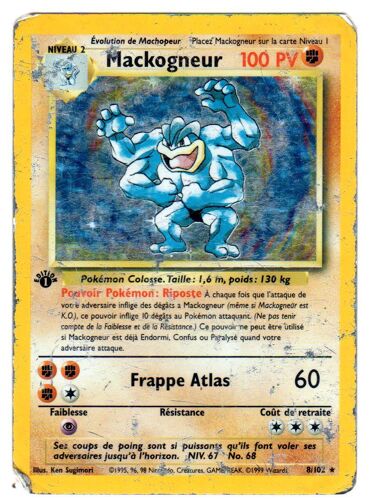 Pokemon Francaise Base Édition 1 (Ed 1) Holo N° 8/102 Mackogneur 100 Pv (N' Existe Qu' En Ed 1)