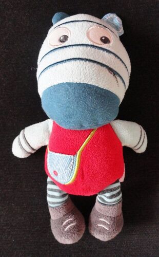 Doudou Zèbre Rouge Et Bleu Motif Petit Sac Pommette