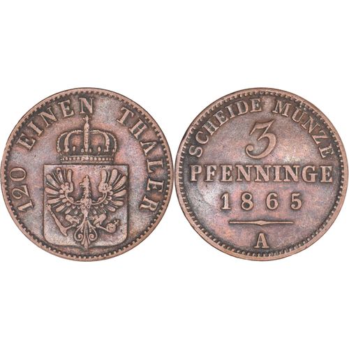 Allemagne - Royaume De Prusse - 1865 - 3 Pfenninge - Berlin (A) - Wilhelm 1 - H049