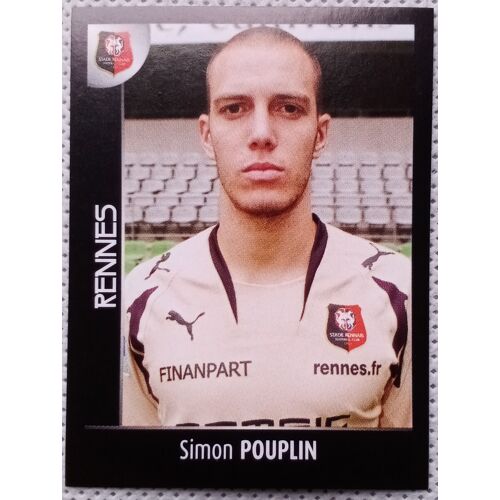Foot 2008 - Championnat De France De L1 Et L2 - Rennes N°371 Simon Pouplin - Image, Sticker, Autocollant, Vignette Panini