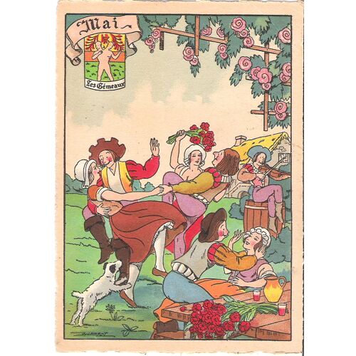 Cpa Carte Postale Barre Dayez - Les 12 Mois De L'année Mai Couplé Avec Les Gémeaux : Mois Des Fleurs Et Des Fêtes