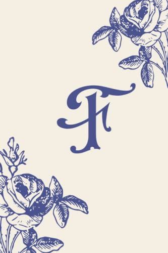 F: Executive Monogram Initial F Notebook For Adults, Vintage Theme With Flowers, 6x9 Inch