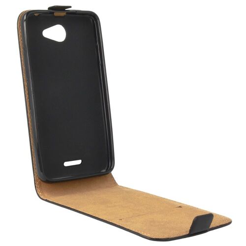 Etui rabat vertical noir pour HTC Desire 516 logement carte fermeture aimantée