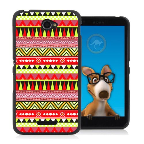 Coque Souple en gel noir pour Sony Xperia E4 avec impression Motifs aztèque jau