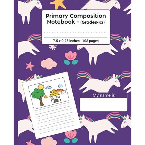 Primary Composition Notebook: Dotted Midline And Picture Space Handwriting Journal For Kids | Kindergarten Picture Space With Writing Work Book For Boys And Girls