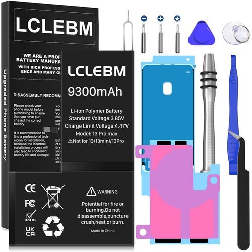 [9300mah] Batterie Pour Iphone 13 Pro Max, Nouvelle Mise À Niveau Iphone 13 Pro Max Remplacement De La Batterie Haute Capacité, A2645, A2644, A2643, A2641, A2484 Avec Kit De Réparation Complet