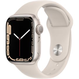 Apple Watch Series 7 (GPS) - Boitier 41 mm Aluminium Lumière stellaire avec Bracelet Sport Lumière stellaire