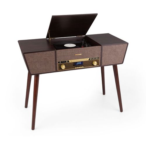 Auna Belle Epoque 1912 Platine vinyle rétro lecteur CD Bluetooth USB - Tuner DAB+ / FM - Marron