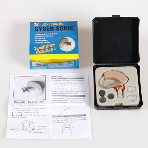 Vin rouge - En plastique Super Réglables Prothèses Auditives Oreille Amplificateur de Son Ton de Volume Écoute Auditive Kit Crochet Dans L'oreille JZ-1088A Soins De L'oreille