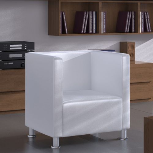 Fauteuil Cube Blanc Similicuir