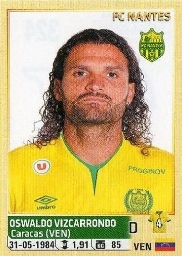 N° 324 - Image Panini Foot 2014 / 2015 - Oswaldo Vizcarrondo - Nantes