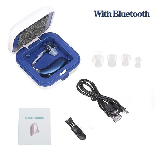 Bluewithbluetooth - Prothèse auditive Bluetooth, haut-parleur pour personnes âgées, amplificateur furtif, Micro BTE, pour télévision, jeu, appel, Rechargeable, 100 heures
