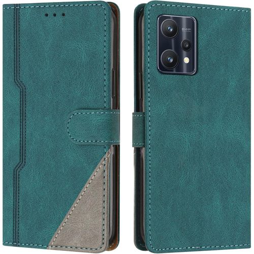 Coque Pour Oppo Realme 9 Pro Plus, Housse En Cuir Pu Portefeuille, Etui De Protection A Rabat Magnetique Coque Pour Oppo Realme 9 Pro Plus, Vert