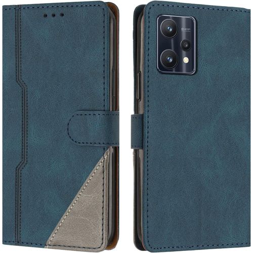 Coque Pour Oppo Realme 9 Pro Plus, Housse En Cuir Pu Portefeuille, Etui De Protection A Rabat Magnetique Coque Pour Oppo Realme 9 Pro Plus, Bleu