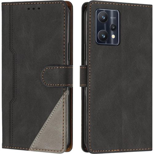 Coque Pour Oppo Realme 9 Pro Plus, Housse En Cuir Pu Portefeuille, Etui De Protection A Rabat Magnetique Coque Pour Oppo Realme 9 Pro Plus, Noir