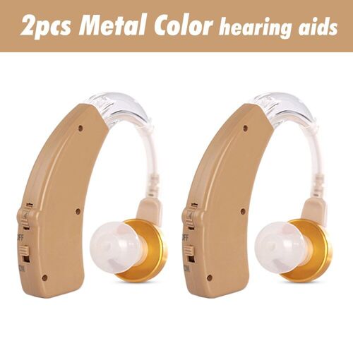 2 pcs métal - prothèse auditive BTE, outil de soins de l'oreille, amplificateur de son, Rechargeable, réglable, pour personnes âgées, version anglaise