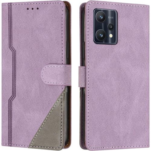 Coque Pour Oppo Realme 9 Pro Plus, Housse En Cuir Pu Portefeuille, Etui De Protection A Rabat Magnetique Coque Pour Oppo Realme 9 Pro Plus, Violet