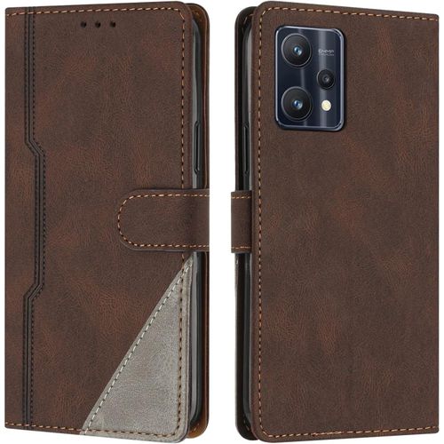 Coque Pour Oppo Realme 9 Pro Plus, Housse En Cuir Pu Portefeuille, Etui De Protection A Rabat Magnetique Coque Pour Oppo Realme 9 Pro Plus, Marron