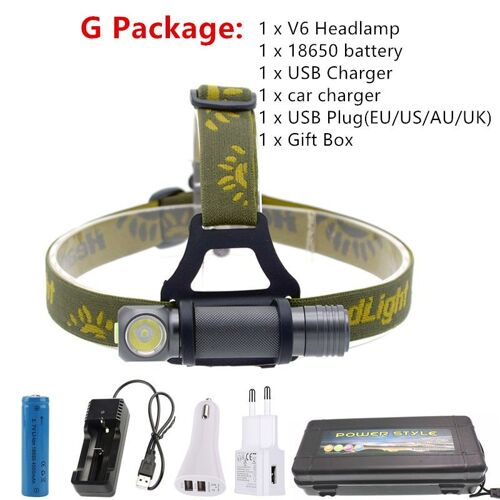 Lampe Frontale Étanche Led, Lumière Forte À 8000 Lm, Xpl V5, 3 Modes D'éclairage, Alimentée Par Batterie 18650, Idéal Pour La Chasse Et Le Camping