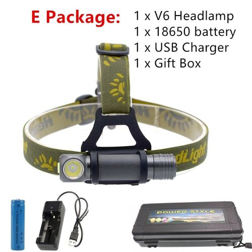 Lampe Frontale Étanche Led, Lumière Forte À 8000 Lm, Xpl V5, 3 Modes D'éclairage, Alimentée Par Batterie 18650, Idéal Pour La Chasse Et Le Camping