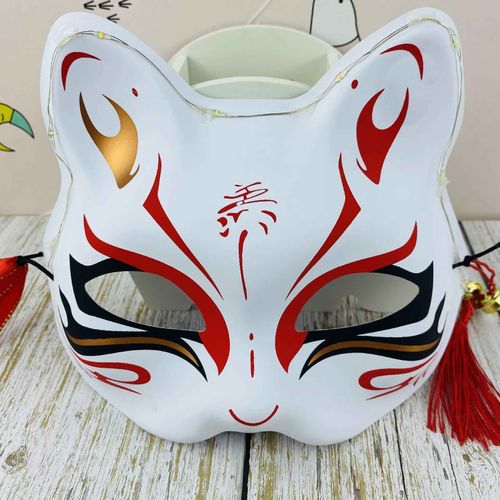 Masque De Renard Chat Peint À La Main,Accessoire De Cosplay,Demi-Visage,Japonais,Monténégro De Démons,Festival D'halloween,Mascarade Tim