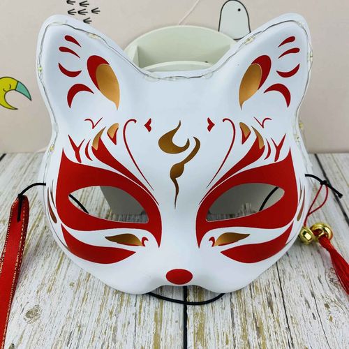 Masque De Renard Chat Peint À La Main,Accessoire De Cosplay,Demi-Visage,Japonais,Monténégro De Démons,Festival D'halloween,Mascarade Tim