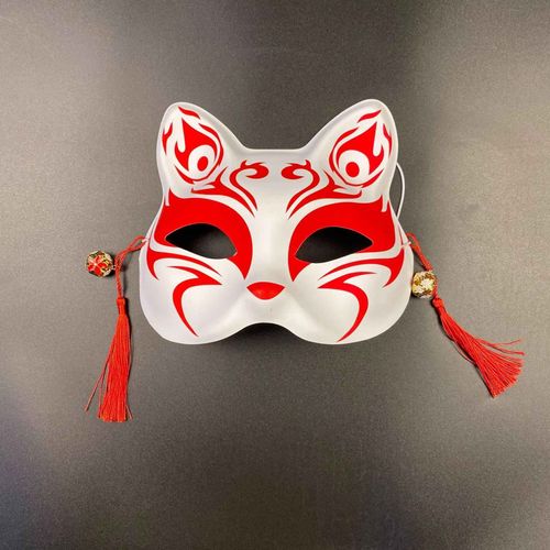 Masque De Renard Chat Peint À La Main,Accessoire De Cosplay,Demi-Visage,Japonais,Monténégro De Démons,Festival D'halloween,Mascarade Tim