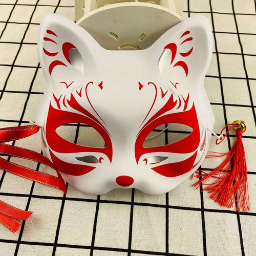 Masque De Renard Chat Peint À La Main,Accessoire De Cosplay,Demi-Visage,Japonais,Monténégro De Démons,Festival D'halloween,Mascarade Tim