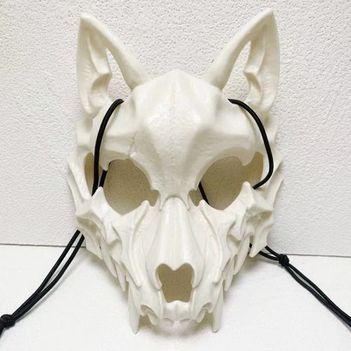 Masques Japonais En Cuir Pu Enracinés Avec Ceinture Élastique,Cosplay,Accessoires De Costume De Fête D'halloween