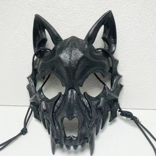 Masques Japonais En Cuir Pu Enracinés Avec Ceinture Élastique,Cosplay,Accessoires De Costume De Fête D'halloween