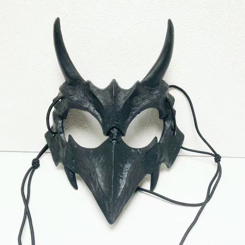 Masques Japonais En Cuir Pu Enracinés Avec Ceinture Élastique,Cosplay,Accessoires De Costume De Fête D'halloween