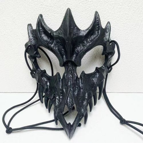 Masques Japonais En Cuir Pu Enracinés Avec Ceinture Élastique,Cosplay,Accessoires De Costume De Fête D'halloween
