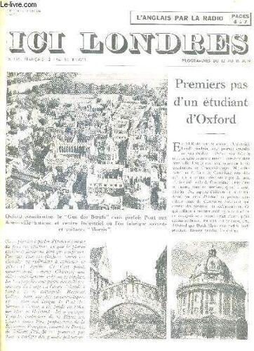 Ici Londres N°383 10 Juin 1955 - Premiers Pas D'un Étudiant D'oxford - Chapman Mortimer Un Écrivain Méditerranéen - La Manche Vue D'ici Et De La - Les Glaces Du Groenland - Richmond Saint ...