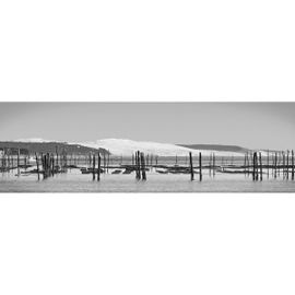 Tableau sur toile Arcachon noir et blanc 30x97 cm