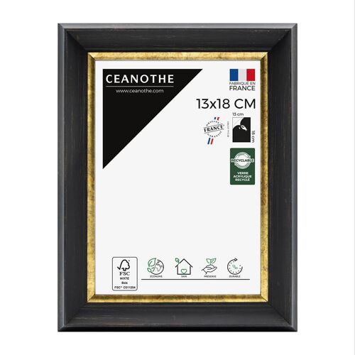 Cadre photo Pandore noir doré 13x18 cm