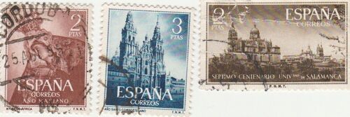 3 Timbres Oblitérés D'espagne Emis En 1953 Et 1954