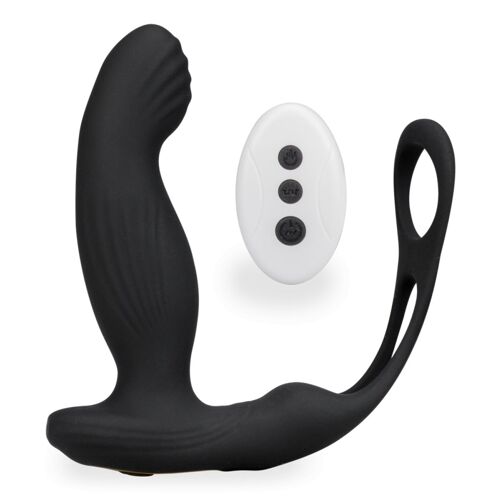 Vibromasseur Sex Toy Homme Anal Stimulateur De Prostate Toutes Options Avec Anneaux Hubert - Noir
