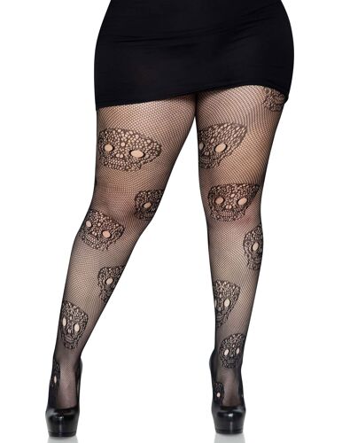 Collants Résille Dia De Los Muertos Grande Taille Femme - Taille: Xl/2xl (48-52)