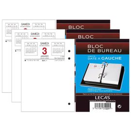 Oxford Lot De 3 Recharges Bloc Éphéméride Date À Gauche 8,5 X 11,5 Cm
