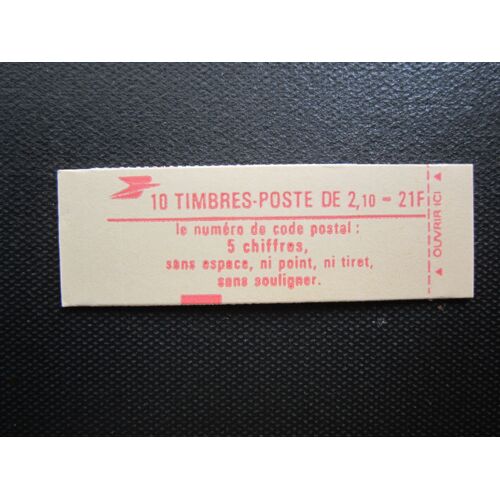 France. Carnet De 10 Timbres Code Postal Type Liberte De Delacroix. 2,10fr Rouge. Confectionneuse 9. N°2319-C 2