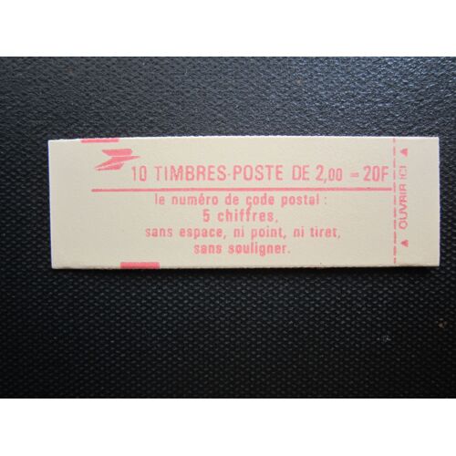 France. Carnet De 10 Timbres Code Postal Type Liberte De Delacroix. 2fr Rouge. Confectionneuse 9. N° 2274-C 3
