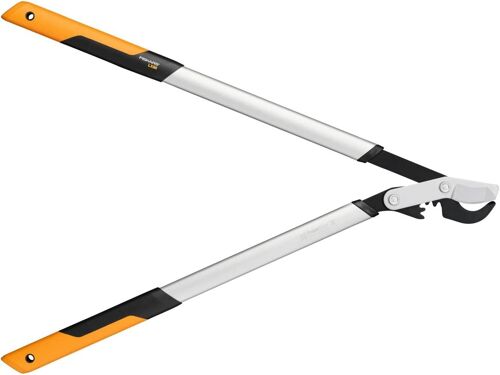 Ulteronixshop-Coupe-branches à lames franches pour bois vert, Système à crémaillère PowerGear X, Taille L, Revêtement antiadhésif, Diamètre de coupe: 5 cm, Acier trempé, Longueur: 80 cm, Noir/Orange,