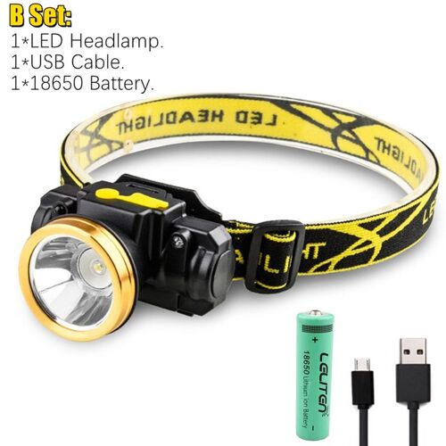 Pas De Boîte - Mini Lampe Frontale Portable À Led Xpe, Rechargeable Par Usb, Mode De Détection Infrarouge, Idéale Pour Le Camping Ou La Pêche